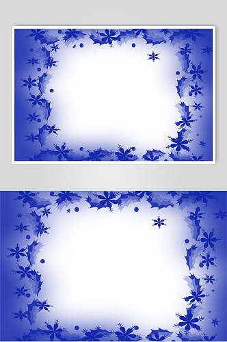 蓝色圣诞节雪花相框摄影图片