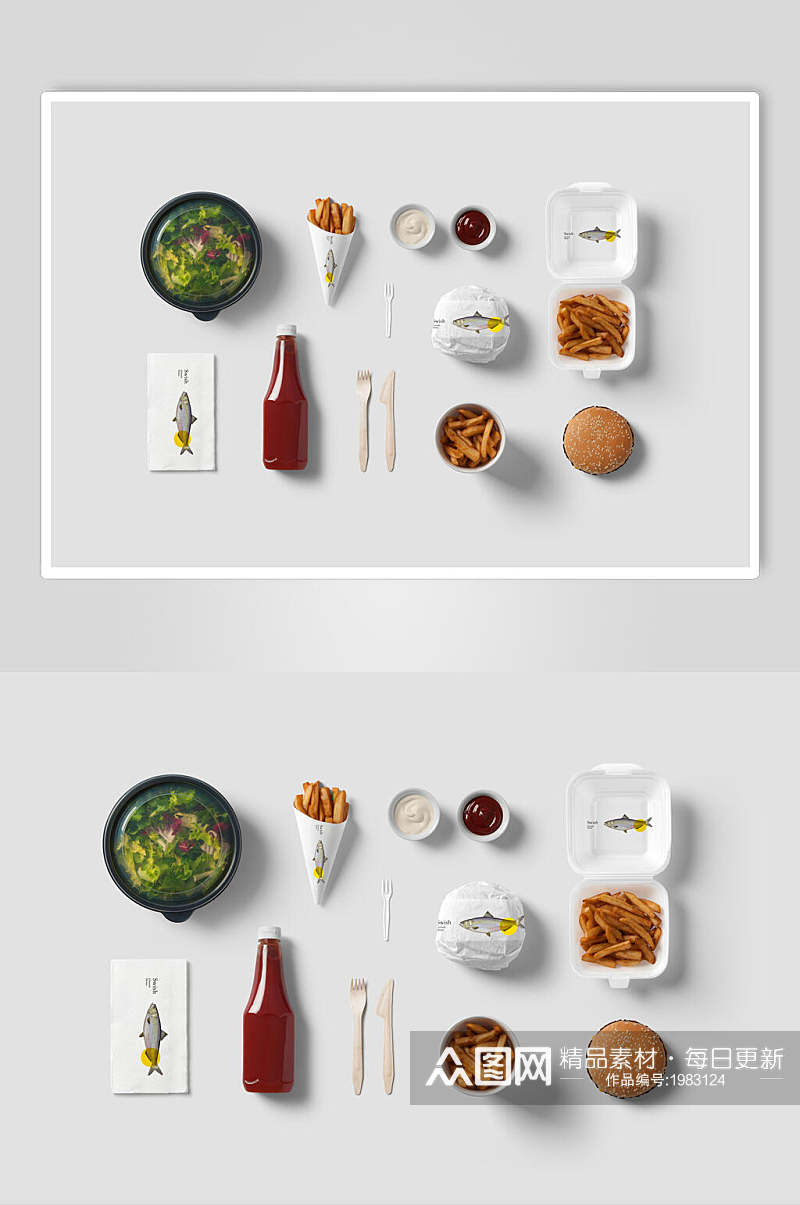 日式海鲜餐厅美食整套VI样机效果图素材