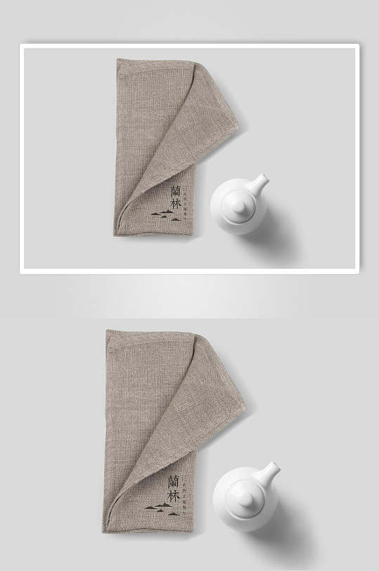 中式餐厅品牌毛巾茶具整套VI样机效果图