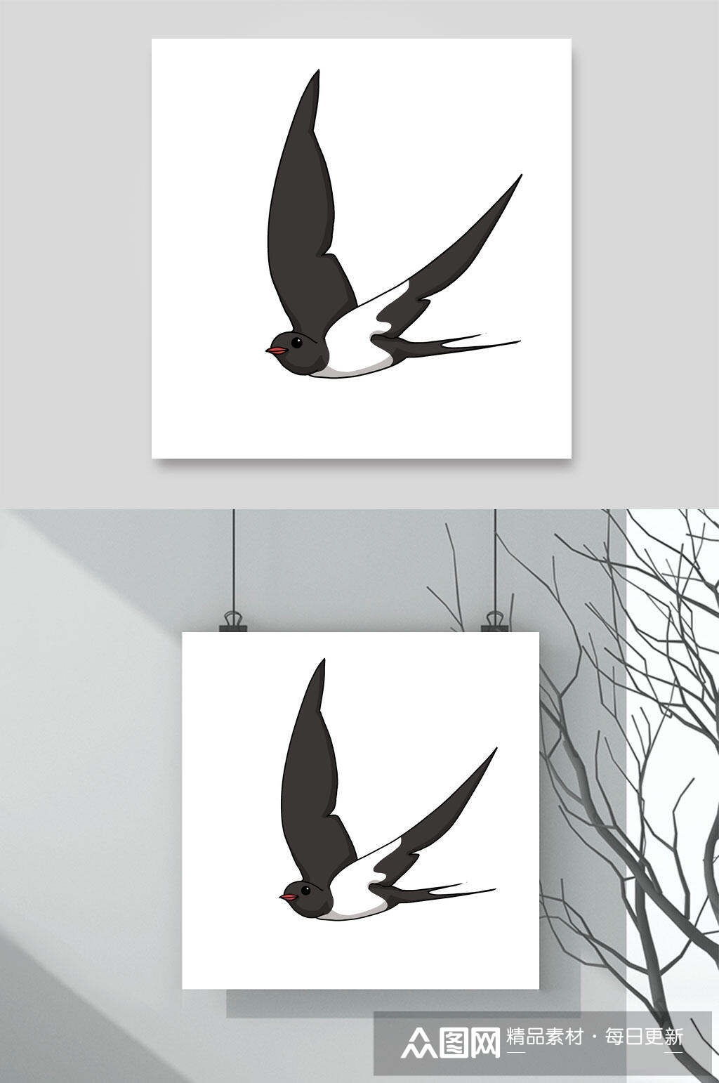 春天春季燕子素材两联燕子低飞