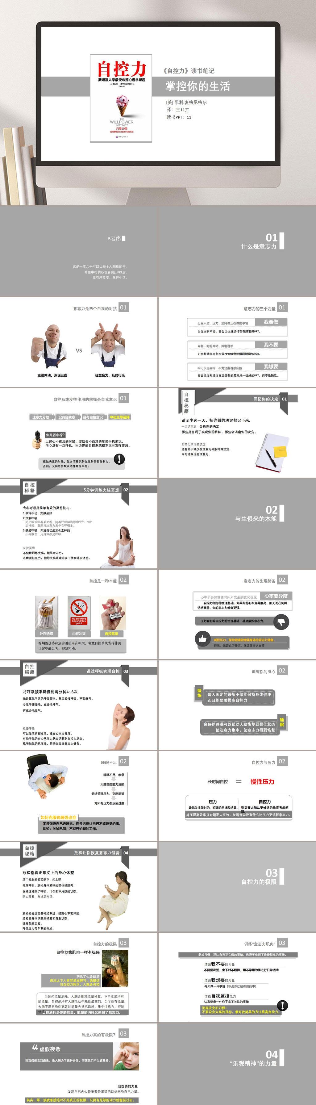 自控力读书笔记PPT模板素材