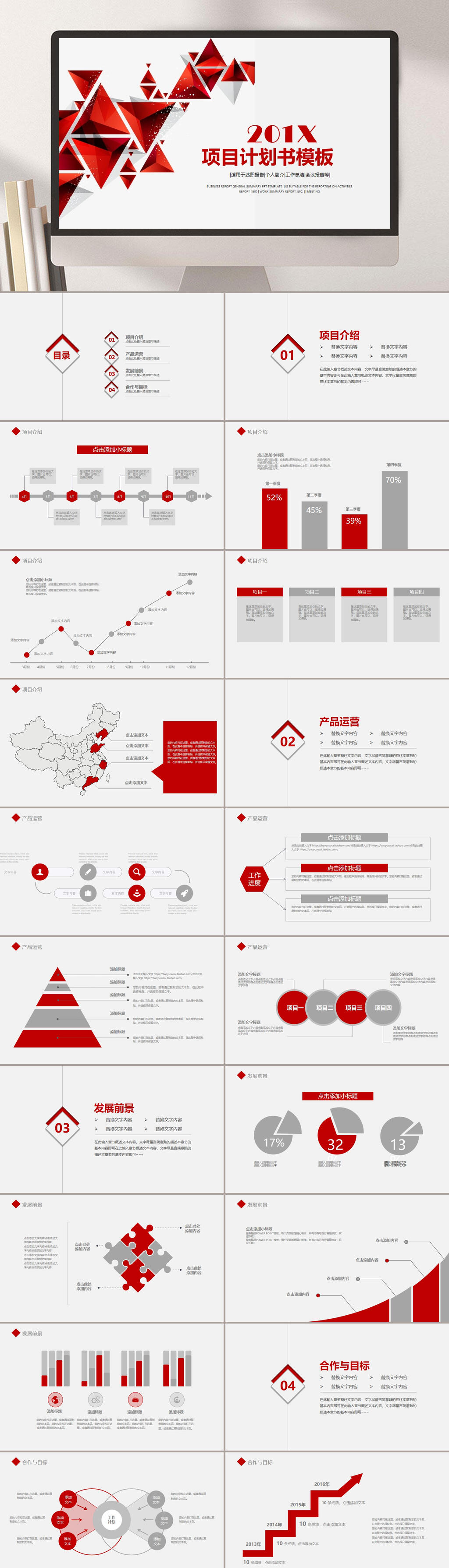 红色企业项目商业计划书PPT素材