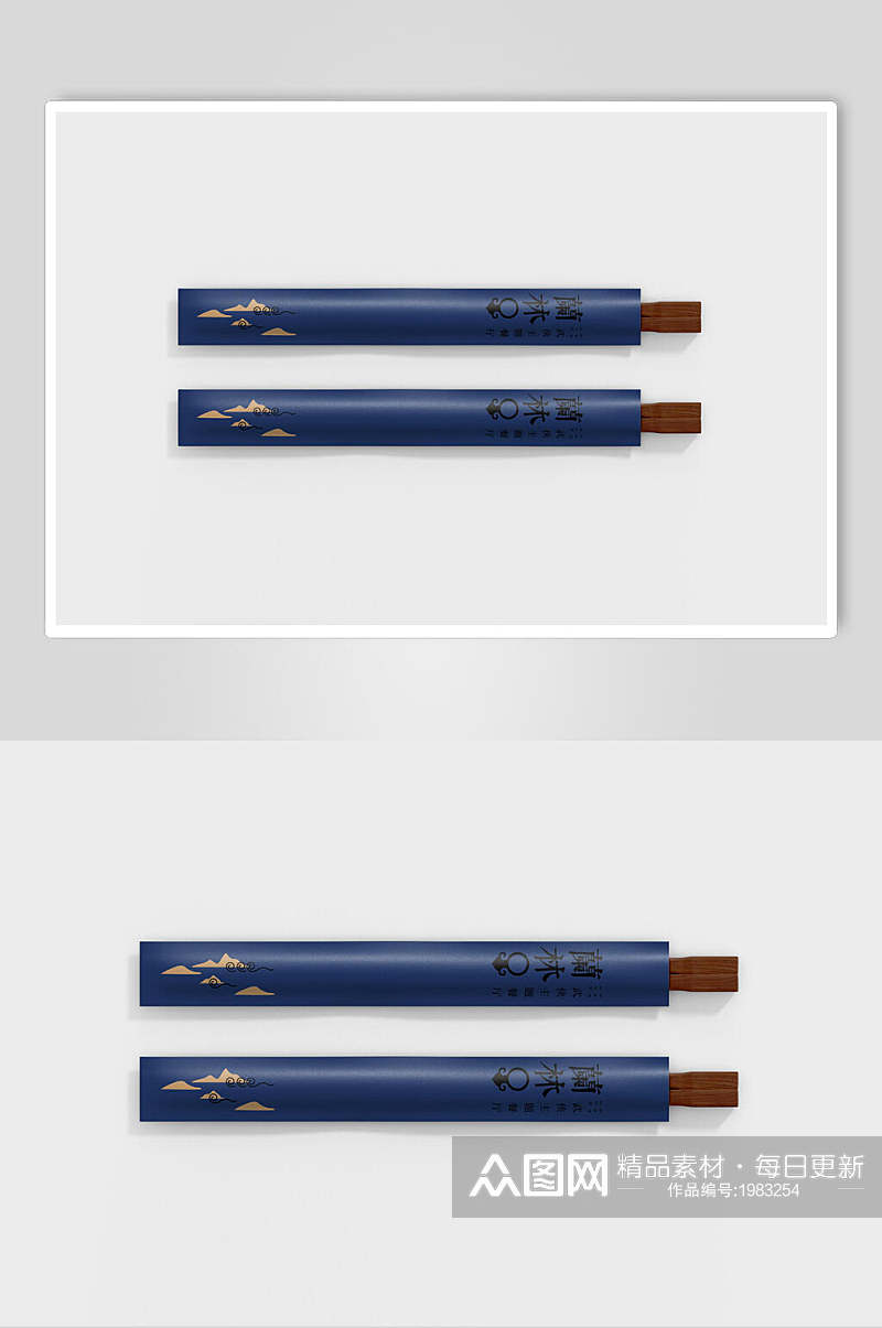中式餐厅品牌筷子包装VI样机效果图素材