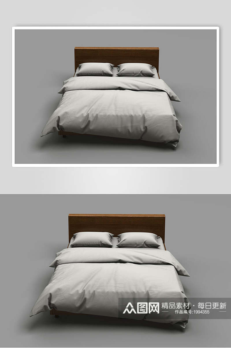 大床枕头抱枕样机效果图素材