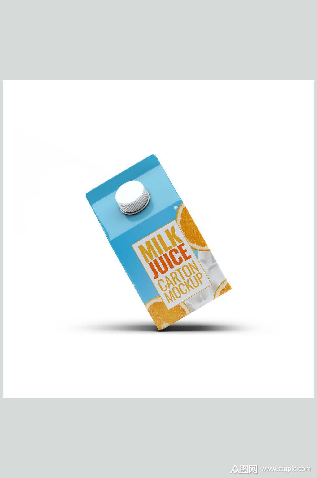 清新精致牛奶盒包装样机效果图素材