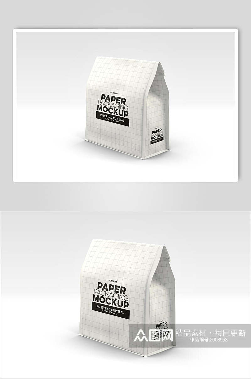 白色零食袋LOGO展示样机效果图素材