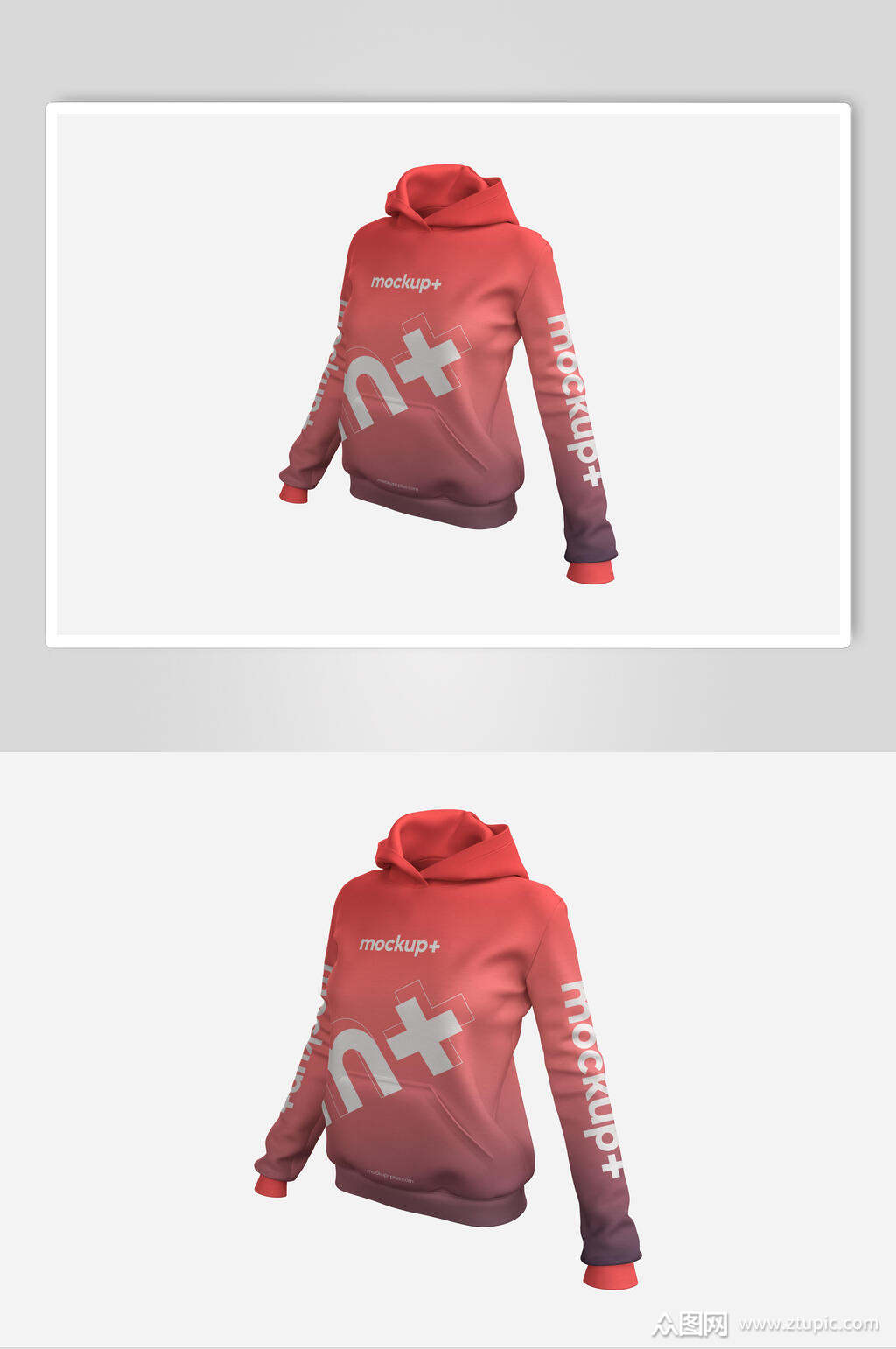 红色渐变连衣帽卫衣样机素材
