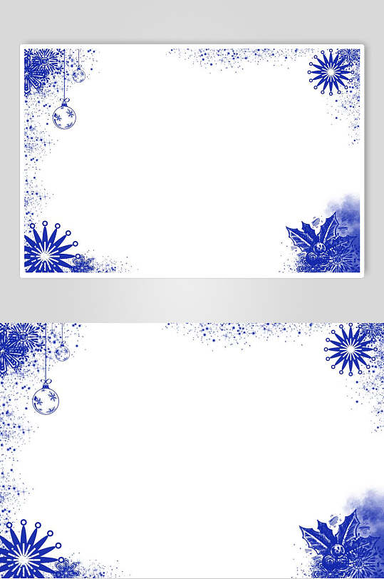 蓝白圣诞节雪花相框高清图片