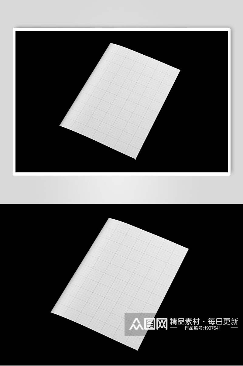 纯白色方格纸黑色背景海报画册样机素材