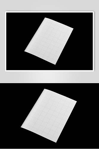 纯白色方格纸黑色背景海报画册样机