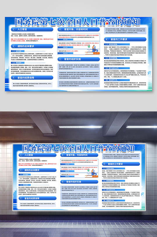 国务院第七次中国人口普查宣传栏展板