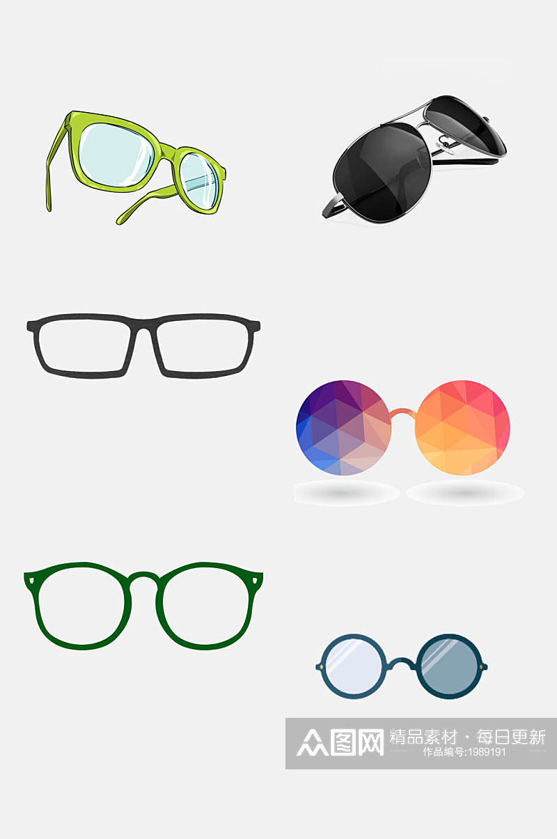 墨镜免抠元素眼镜卡通眼镜素材