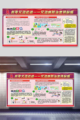 红色渐变艾滋病日宣传海报展板