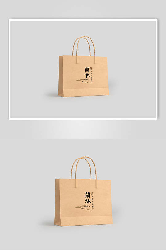 中式餐厅品牌包装袋VI样机效果图