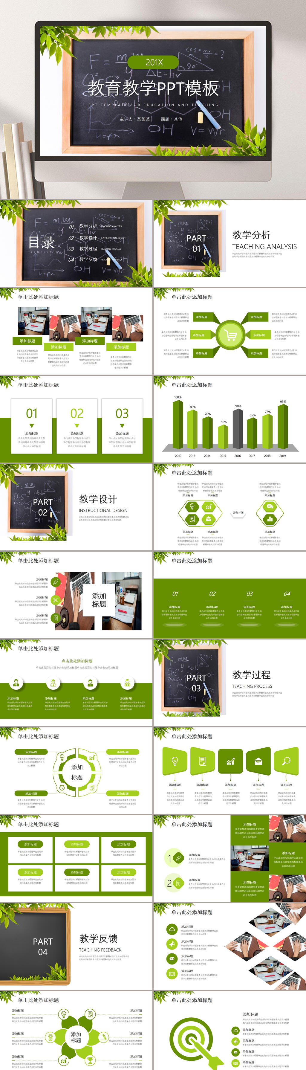 绿色主题教育教学培训PPT素材
