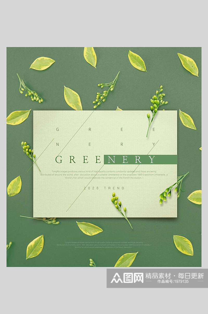 绿色植物海报花草清新淡雅海报素材