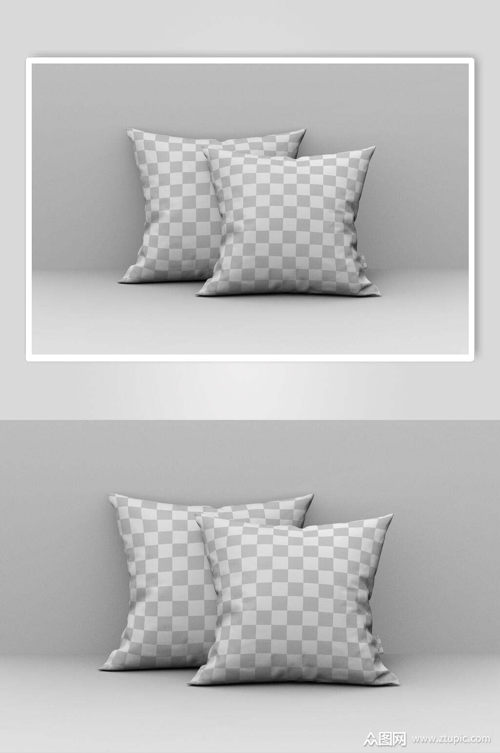 时尚灰白枕头抱枕样机效果图模板下载-编号1994469-众图网