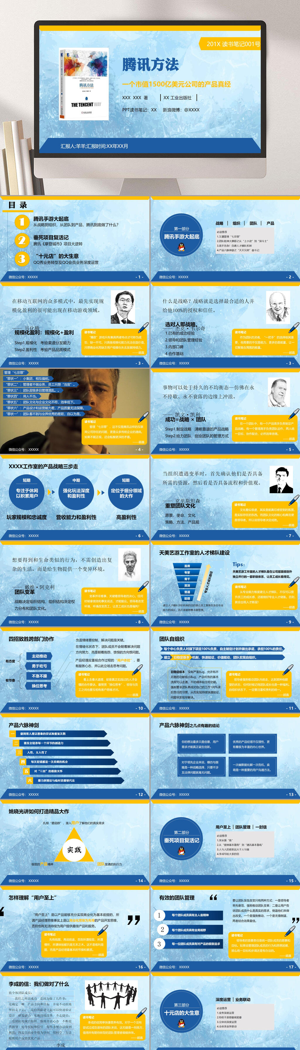 腾讯方法读书笔记PPT素材
