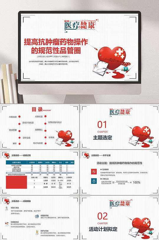 实用大气抗肿瘤药物品管圈医疗PPT-众图网