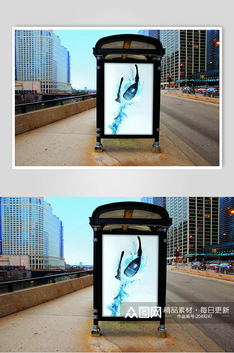 城市之光潜水镜宣传海报样机素材