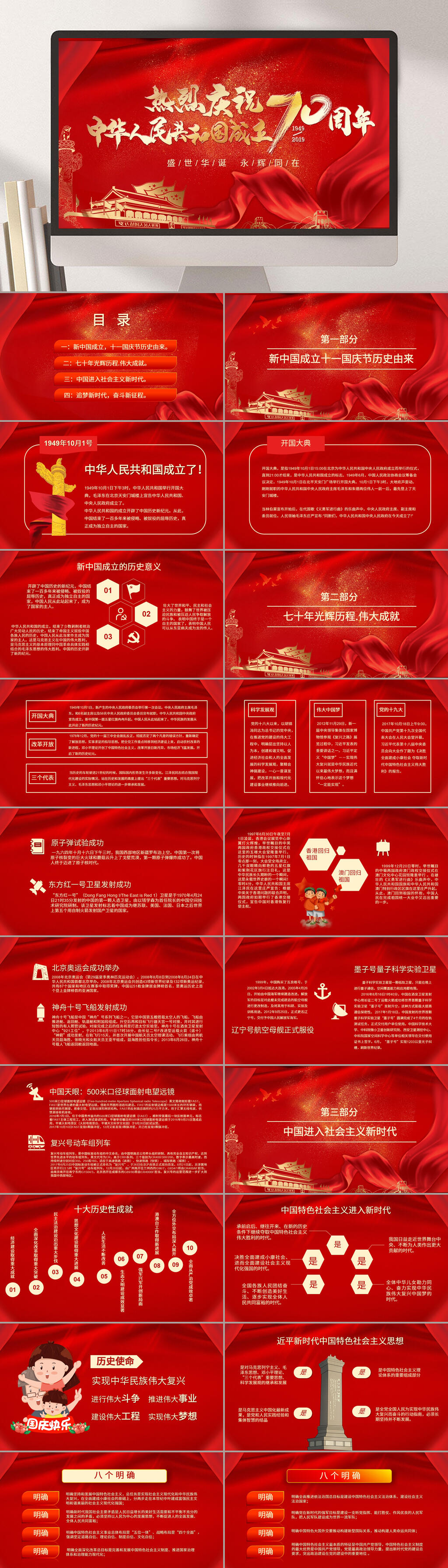 热烈庆祝国庆PPT素材