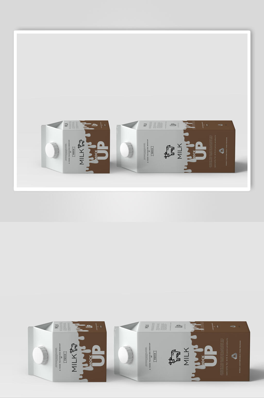 特色牛奶盒包装样机效果图素材