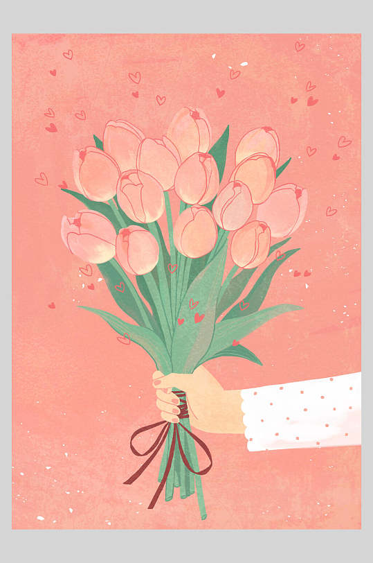 粉色唯美郁金香粉色创意海报