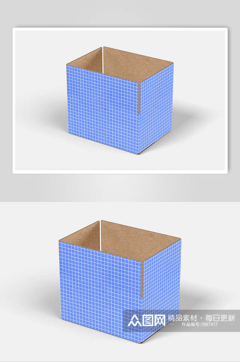 蓝色纸箱样机效果图素材