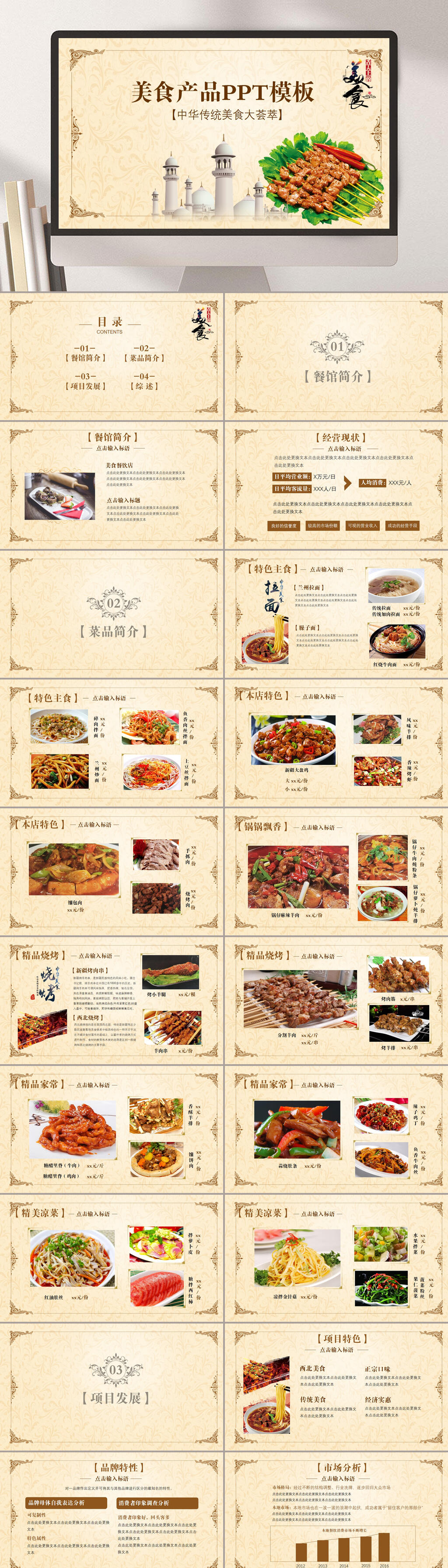 中华传统美食产品大荟萃中餐PPT素材