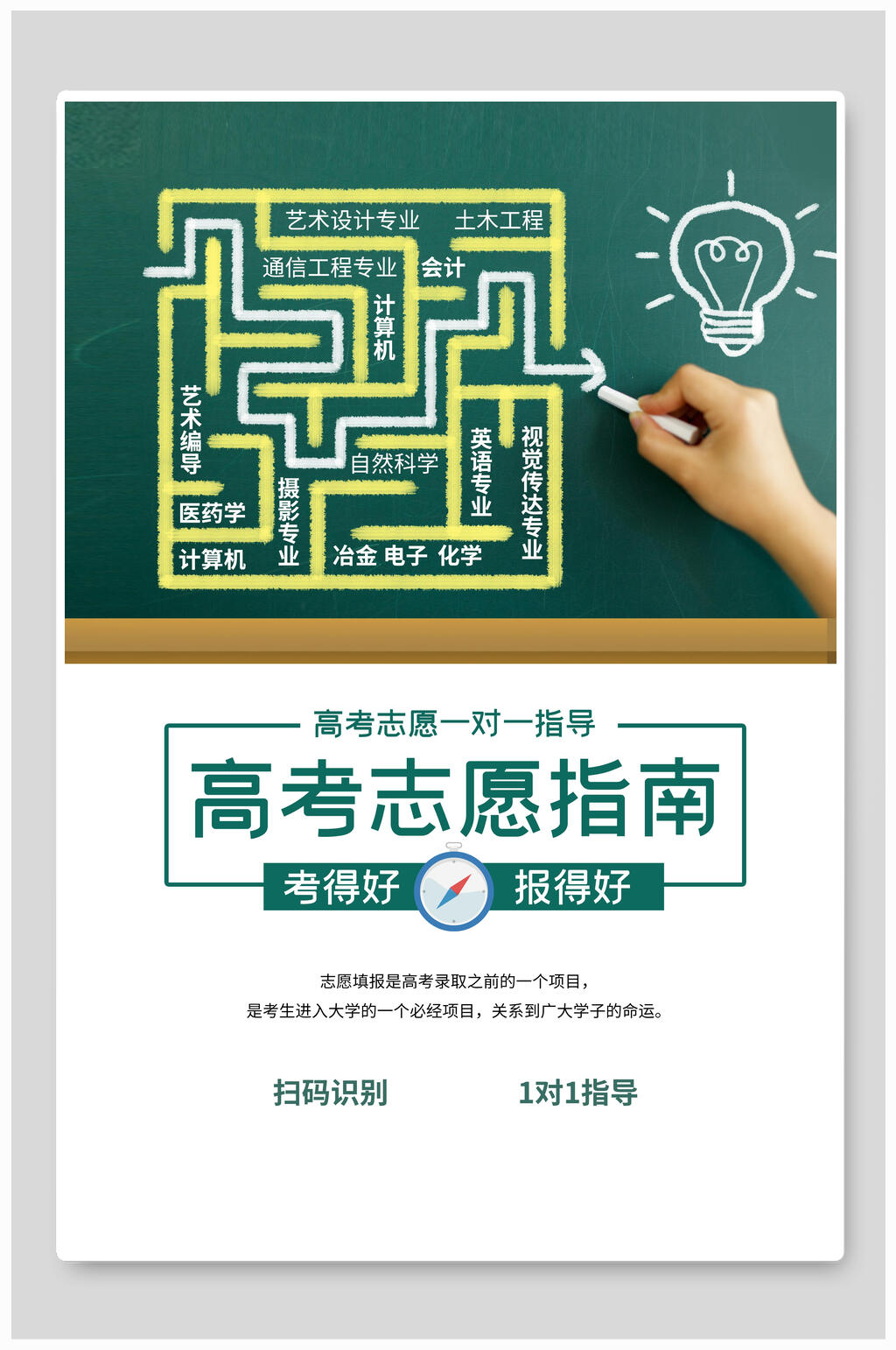 创意黑板风高考志愿填报指南宣传单海报素材