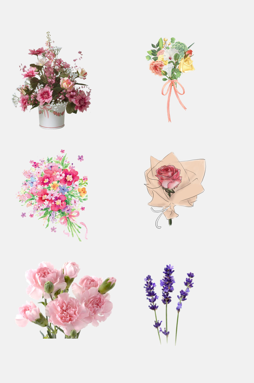婚礼花束手捧花免抠元素花束集合1素材