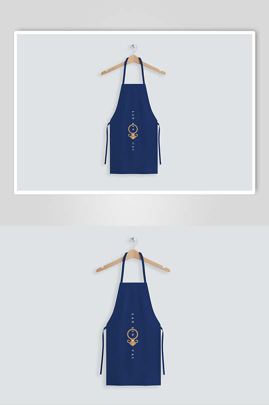蓝色中式餐厅品牌围裙VI样机效果图