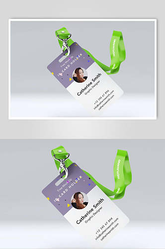绿色带子工牌工作证胸卡样机效果图