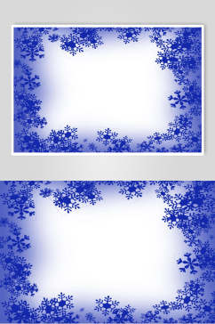 水彩风蓝色圣诞节雪花相框摄影图片