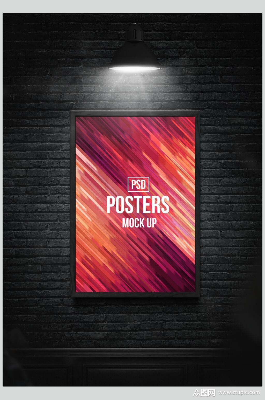 小黑框壁画海报样机