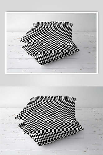 黑白格子方形枕头抱枕样机效果图