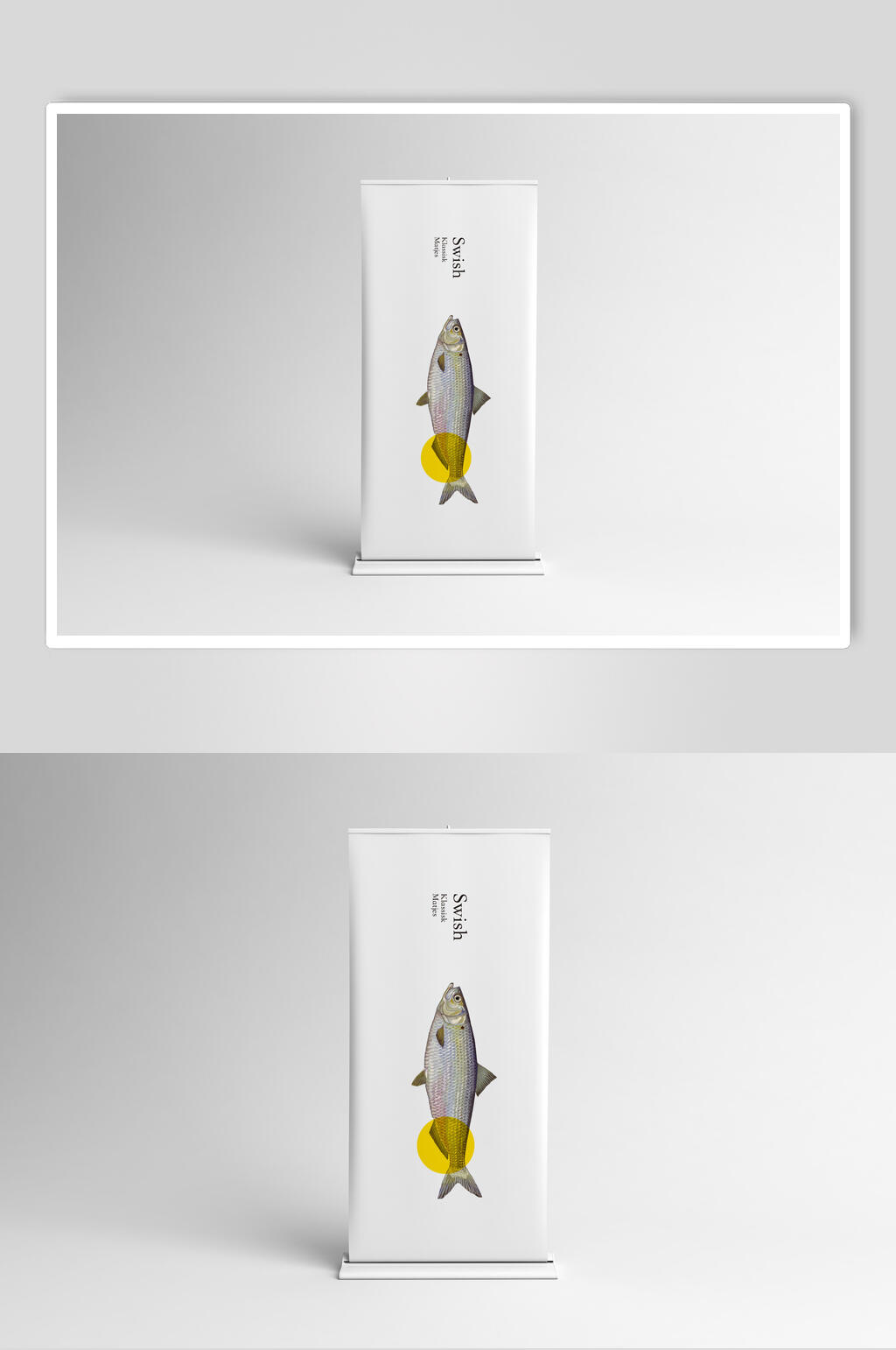 日式海鲜餐厅易拉宝LOGO展示VI样机效果图素材
