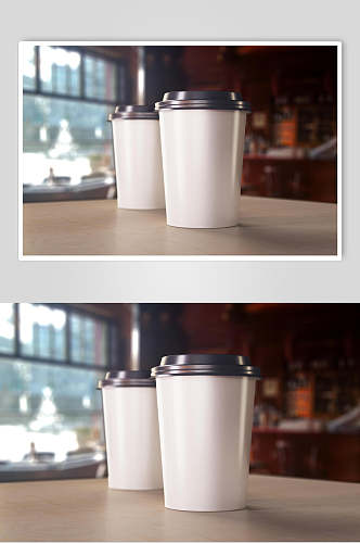 白色极简咖啡纸杯VI样机效果图