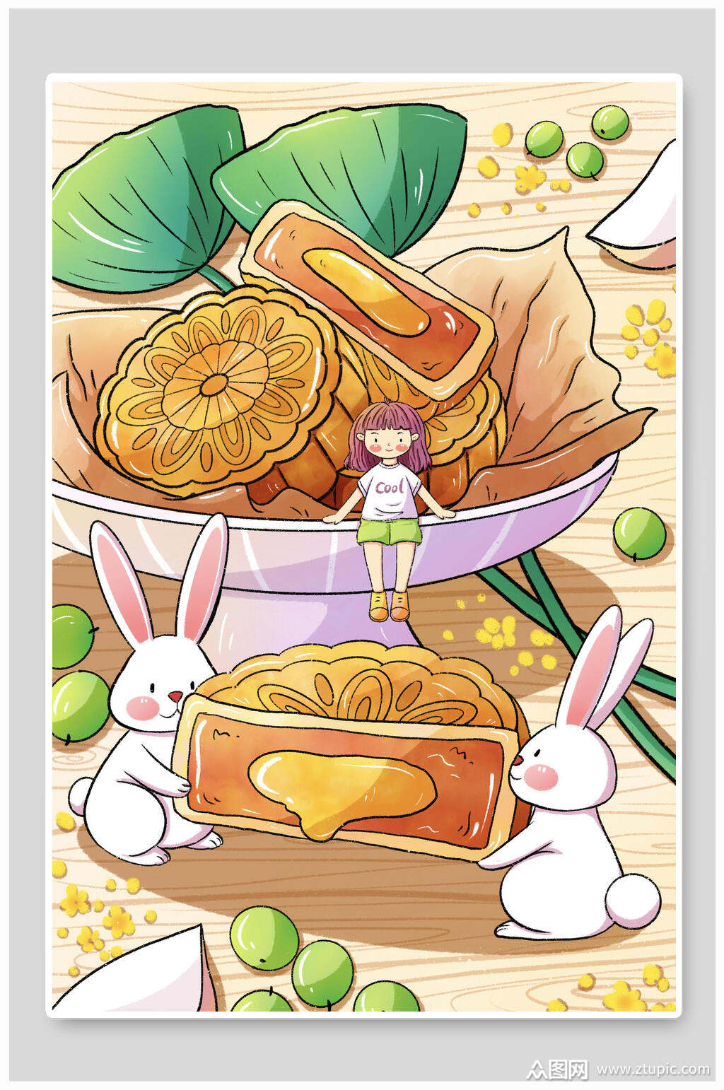 中秋节插画月饼宣传促销