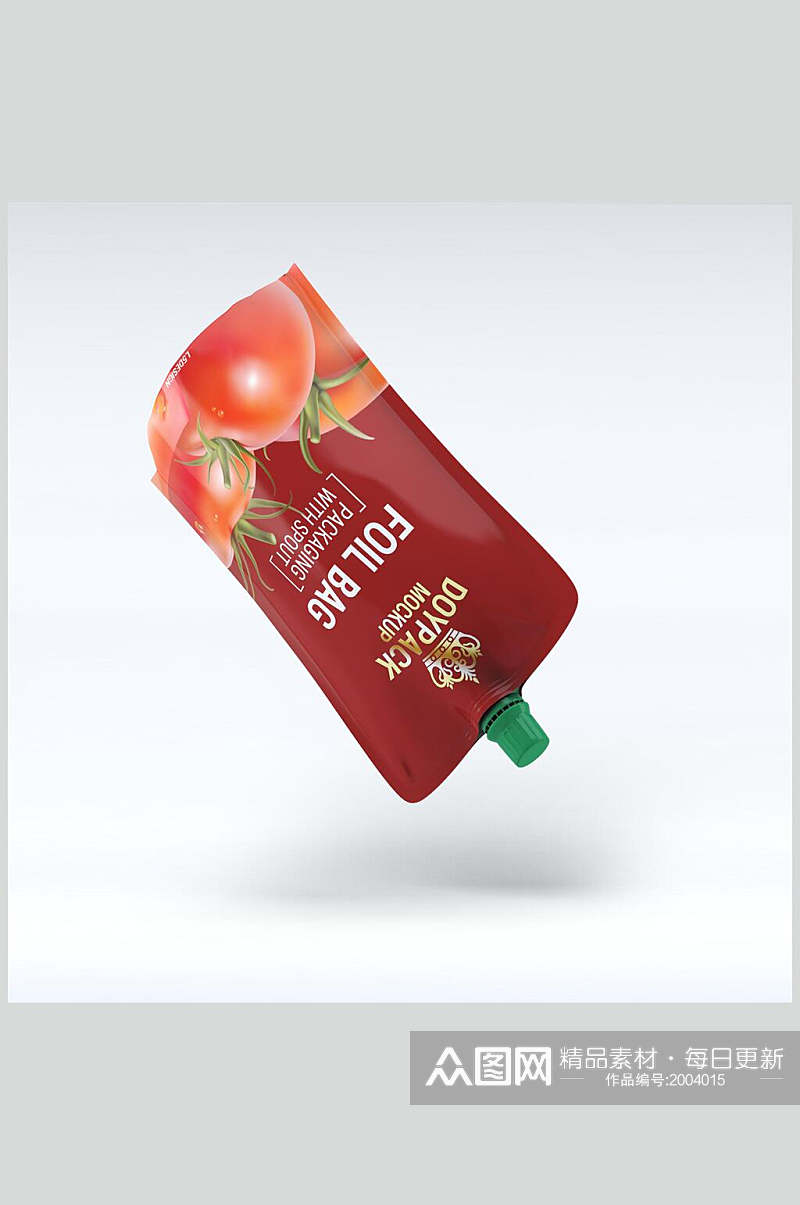 西红柿果冻食品袋样机效果图素材