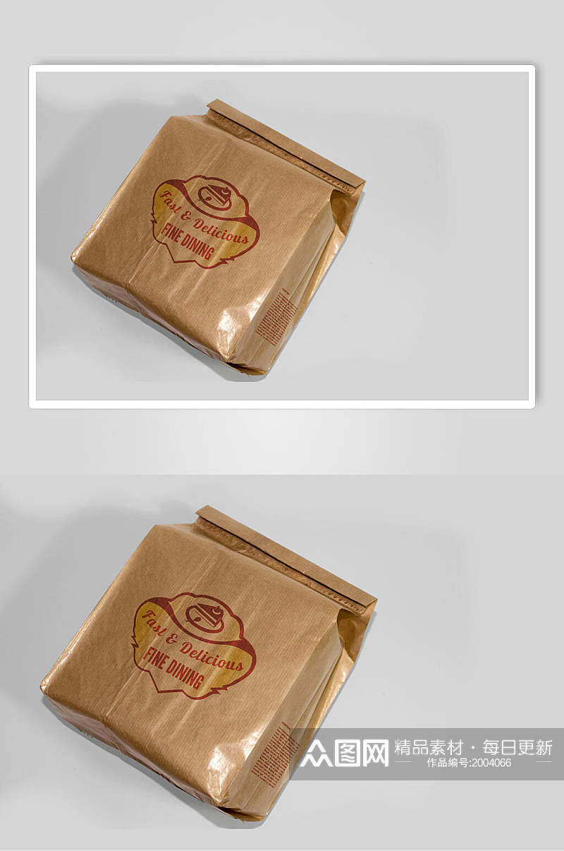 牛皮纸食品袋LOGO展示样机效果图素材