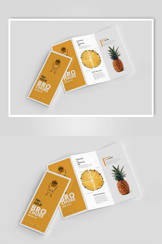 简约黑色菠萝三折页样机效果图-众图网