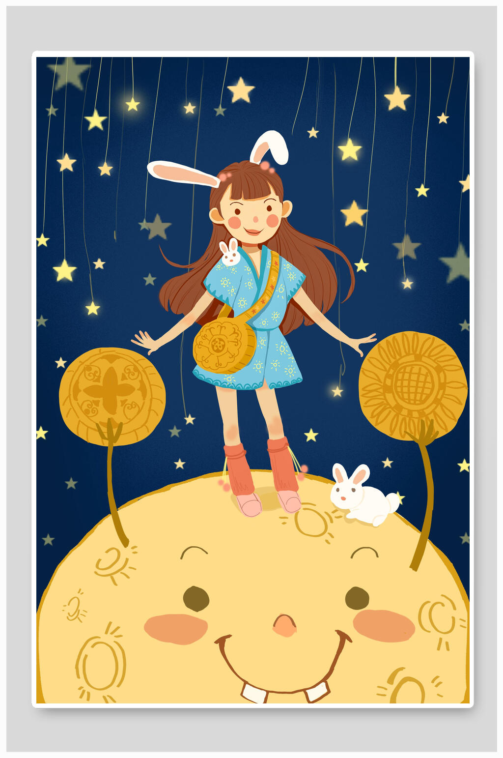 简约绚丽金色月亮中秋节插画模板下载-编号1982710-众图网