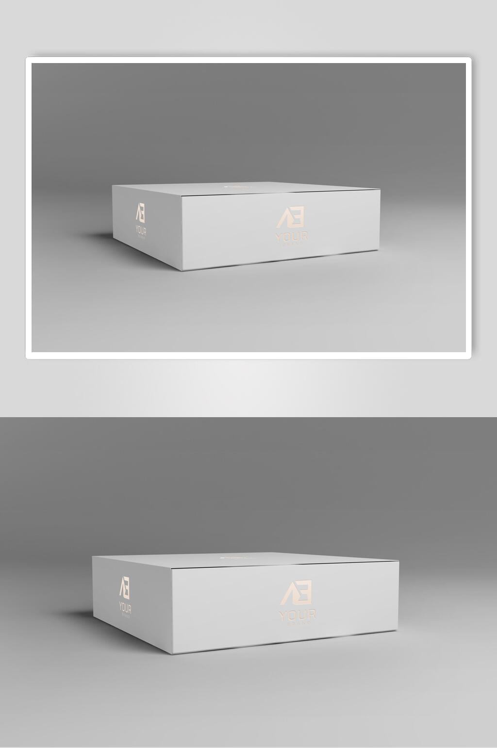 白色方形抽拉翻盖包装礼品盒样机素材