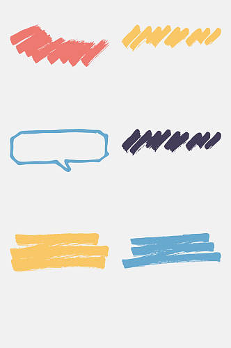 手绘蜡笔免抠元素简笔画条纹对话框