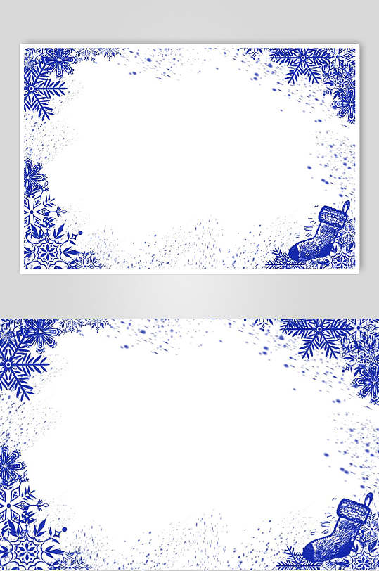 创意蓝色圣诞节雪花相框摄影图片