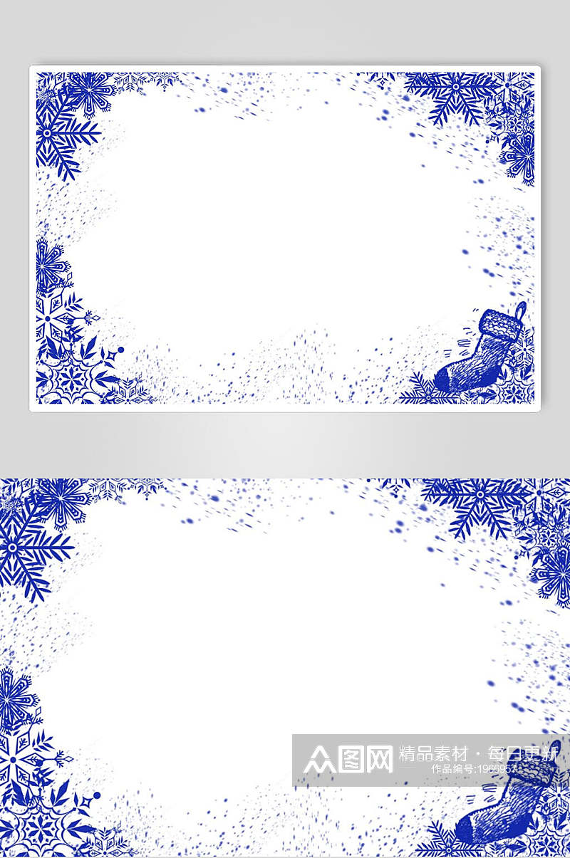 创意蓝色圣诞节雪花相框摄影图片素材
