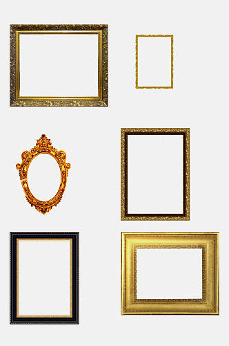 典雅木质金色欧式复古相框免抠元素