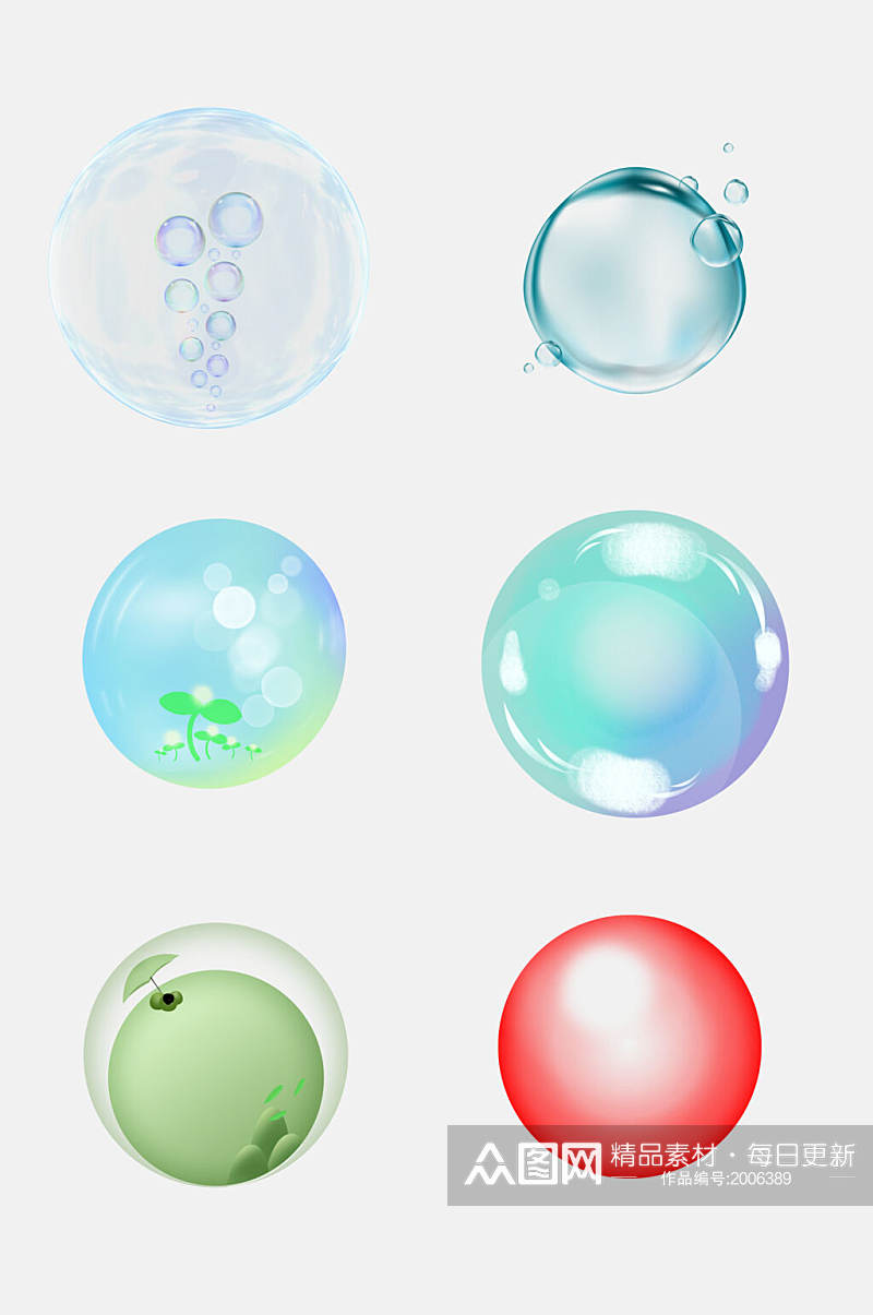 清新简约透明气泡水泡设计元素素材
