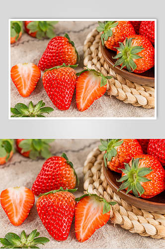 清新奶油草莓摄影图片